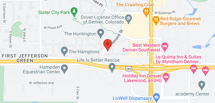 map of 3312 S Ammons Lakewood, CO 80227